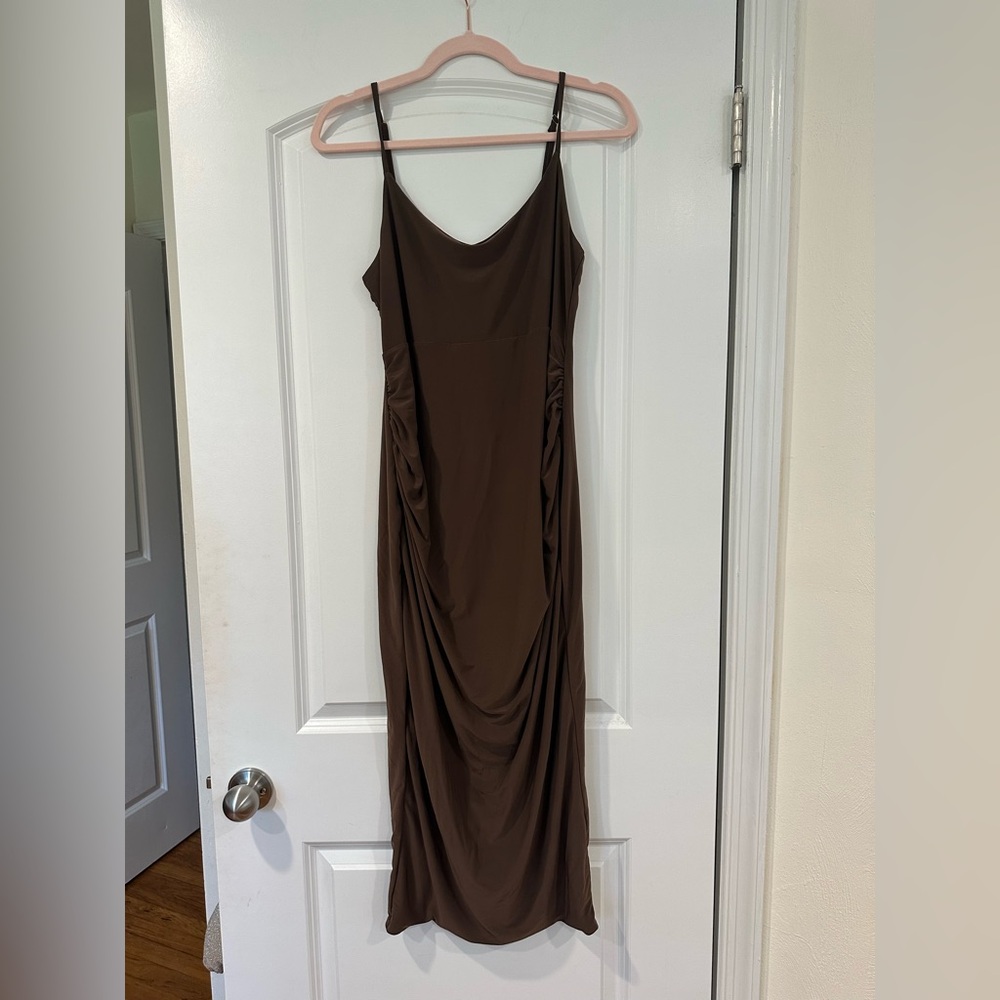 Club L London Chocolate Brown Maternity Maxi Dress
